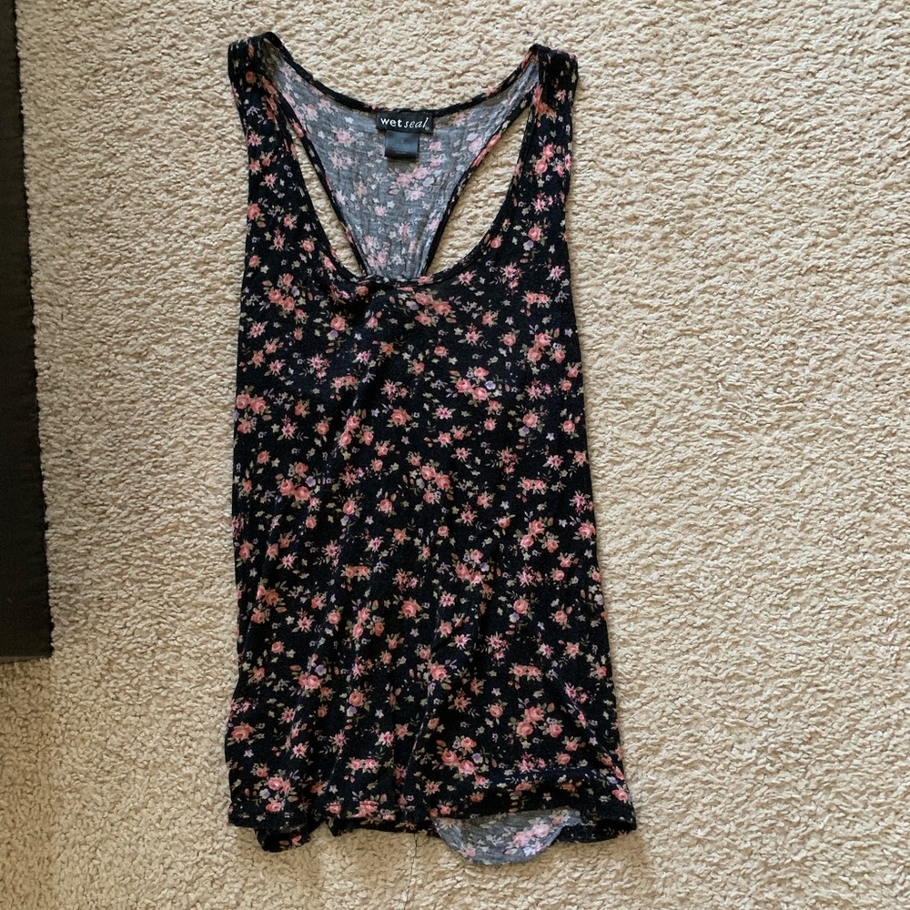 Wet Seal Black Floral Tank